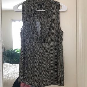 J.Crew herringbone black and cream tank